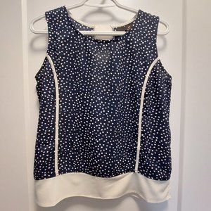 I AM 4 YOU Women's Polka Dot Color Block Sleeveless Blouse - Navy/White - Large